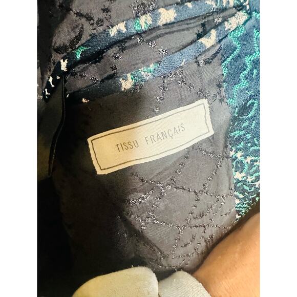 ZADIG & VOLTAIRE Viking Jac Glam Navy Jacquard Blazer Size 42 - Picture 13 of 14